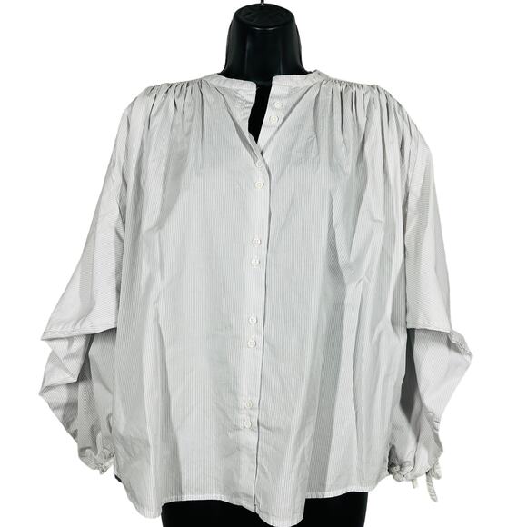 Sundays x We Are Sundays Stripe Balloon Sleeve Blouse Button Up Top - S - Picture 1 of 5